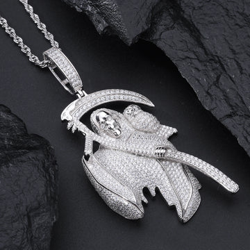 VVS Moissanite Iced Out Reaper Owl Pendant 925 Sterling Silver Hip Hop Jewelry