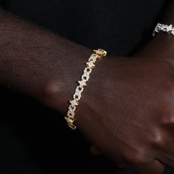 925 Sterling Silver VVS Moissanite Iced Out Infinity Star Link Bracelet