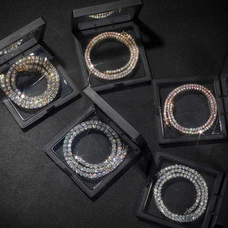 925 Lab Grown Real Diamond Moissanite Tennis Chain Necklace