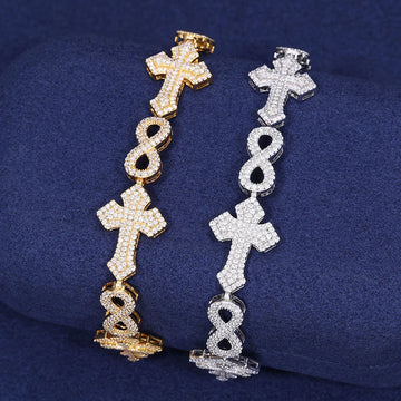 Moissanite Bracelet 925 Sterling Silver Luxury Infinity Cross Bracelet