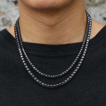 GRA Certified Black VVS Moissanite Tennis Necklace – 925 Sterling Silver