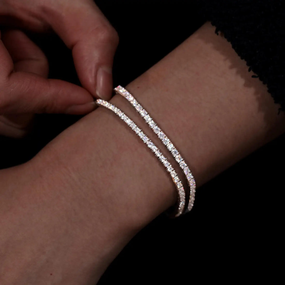 Classic 2mm 2.5mm Moissanite Tennis Bracelet 925 Sterling Silver Pass
