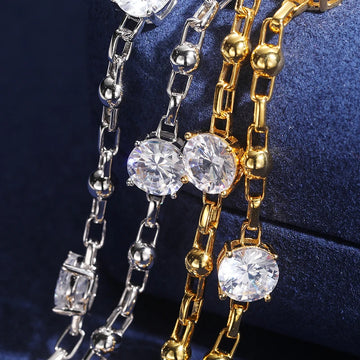 Minimalist 925 Sterling Silver 8mm Moissanite Chain Necklace
