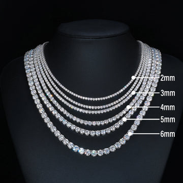 Gold Plated 925 Sterling Silver Moissanite Tennis Chain Necklace