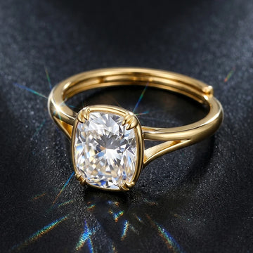 3CT Cushion Cut Moissanite Engagement Ring