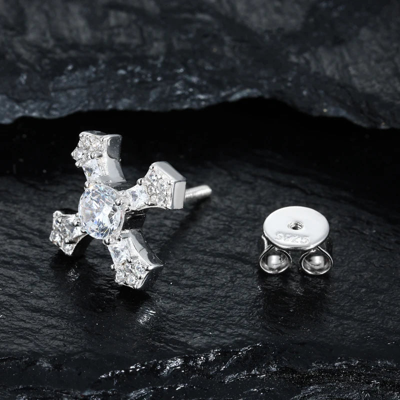 Moissanite Cross Stud Earrings