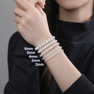 Moissanite Tennis Bracelet for Women Men White Gold Plated S925 Sterling Silver