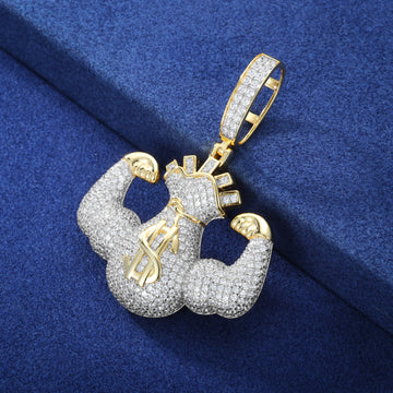 VVS Moissanite Iced Out Money Bag Dollar Pendant 925 Silver Hip Hop Jewelry