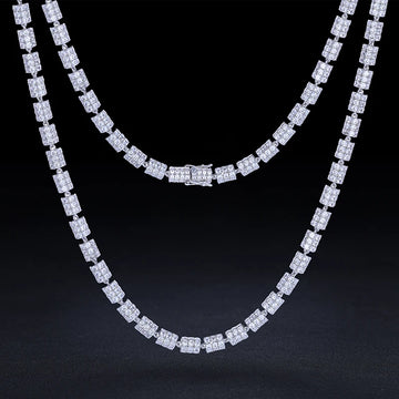 7mm Moissanite Link Chain – 925 Sterling Silver