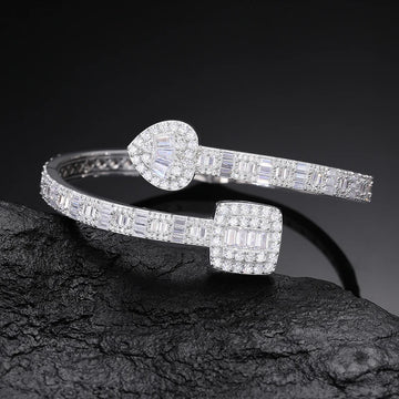 925 Solid Silver Hip Hop Jewelry Classic Bracelet Baguette