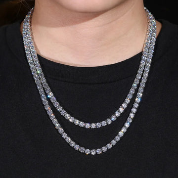925 Lab Grown Real Diamond Moissanite Tennis Chain Necklace