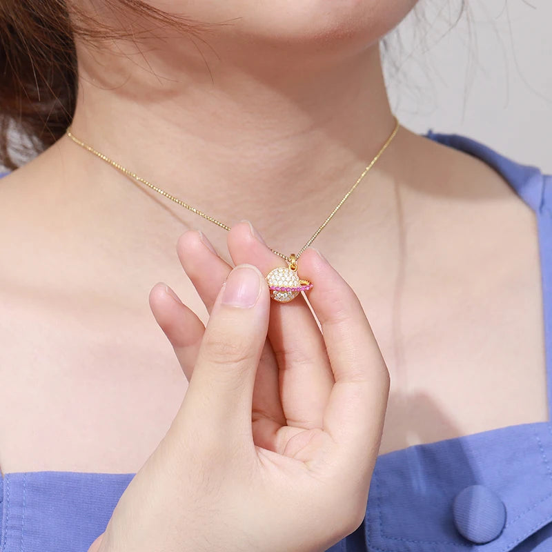 Pink Saturn Pendant