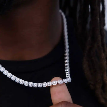 6mm VVS Moissanite Micro Cluster Tennis Necklace